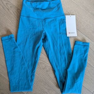 NWT Blue Lululemon Wunder Train HR Tights, 28", Size 2
